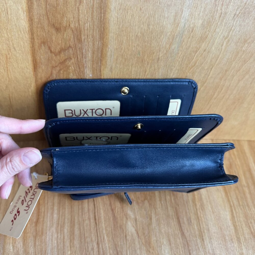Buxton Mini Bag NWT Crossbody Navy Leather - Picture 8 of 16